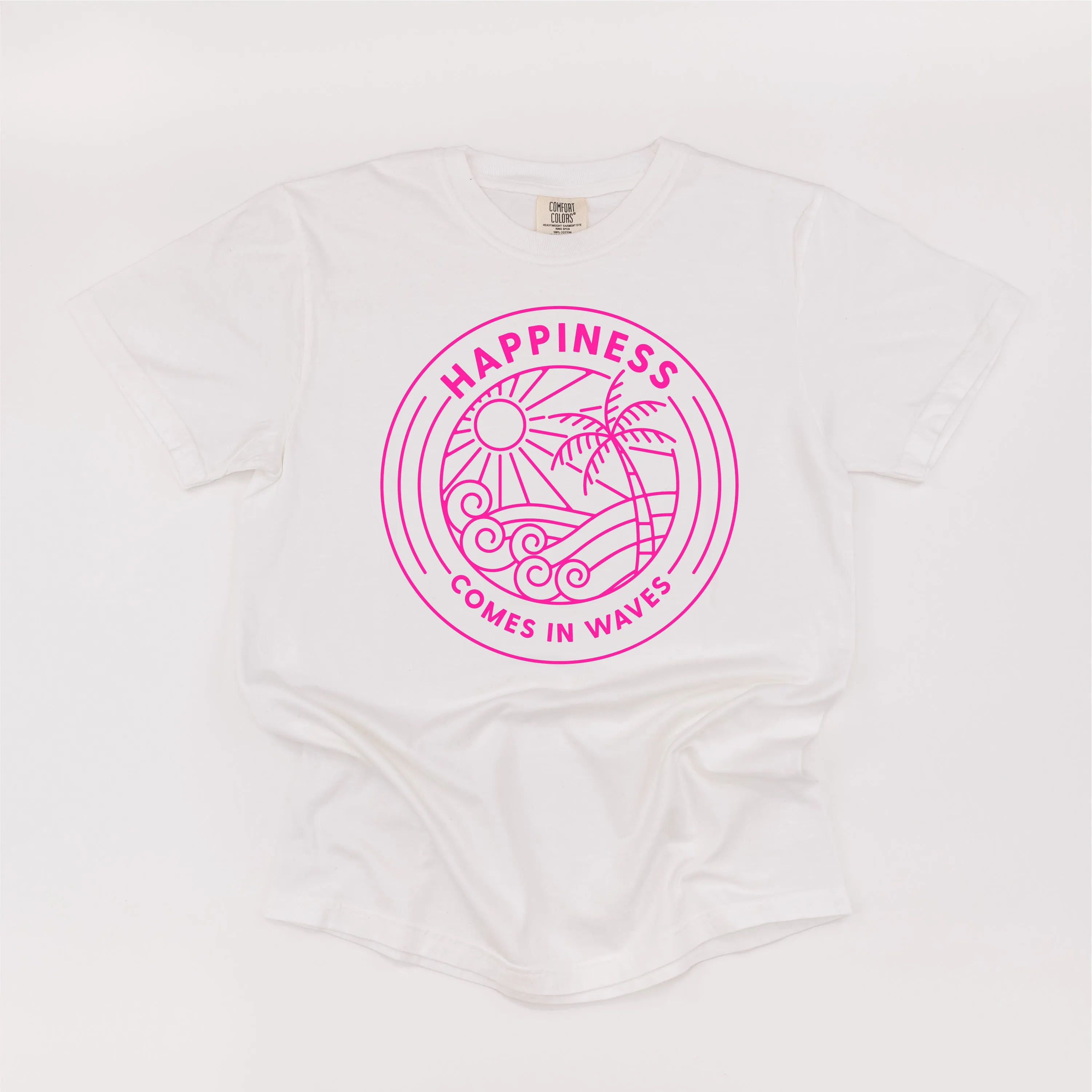 HAPPINESS COMES IN WAVES - SHORT SLEEVE COMFORT COLORS TEE
