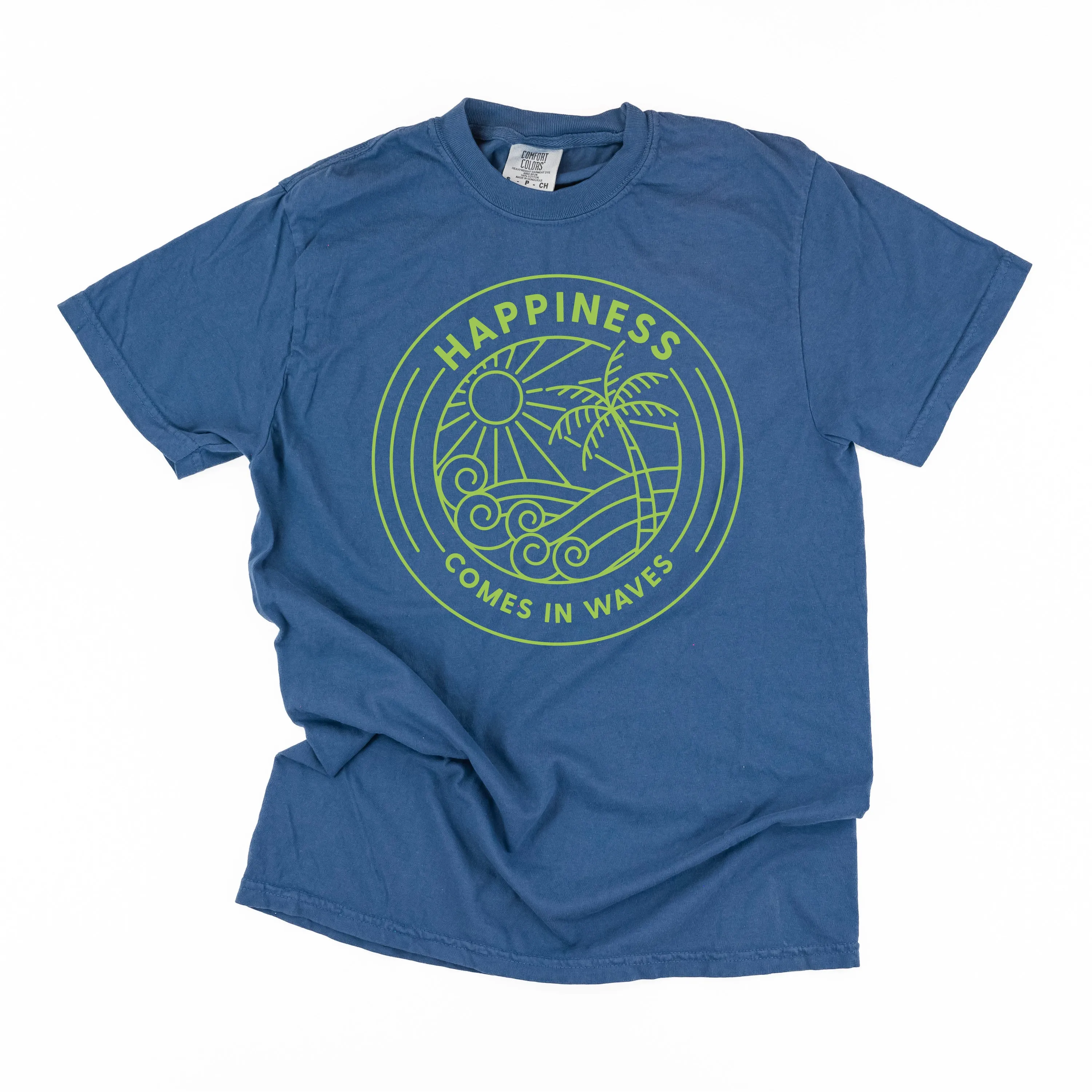 HAPPINESS COMES IN WAVES - SHORT SLEEVE COMFORT COLORS TEE