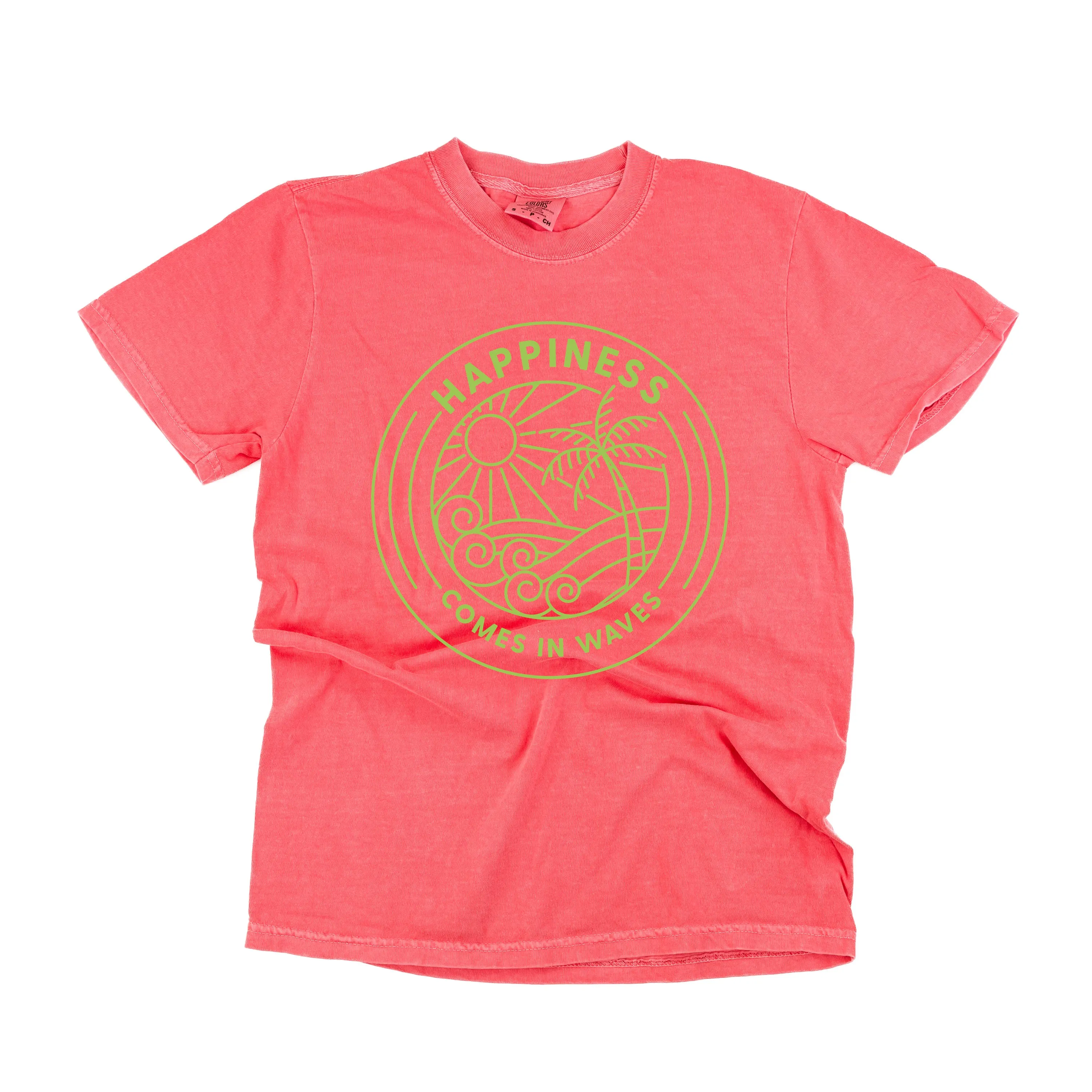 HAPPINESS COMES IN WAVES - SHORT SLEEVE COMFORT COLORS TEE