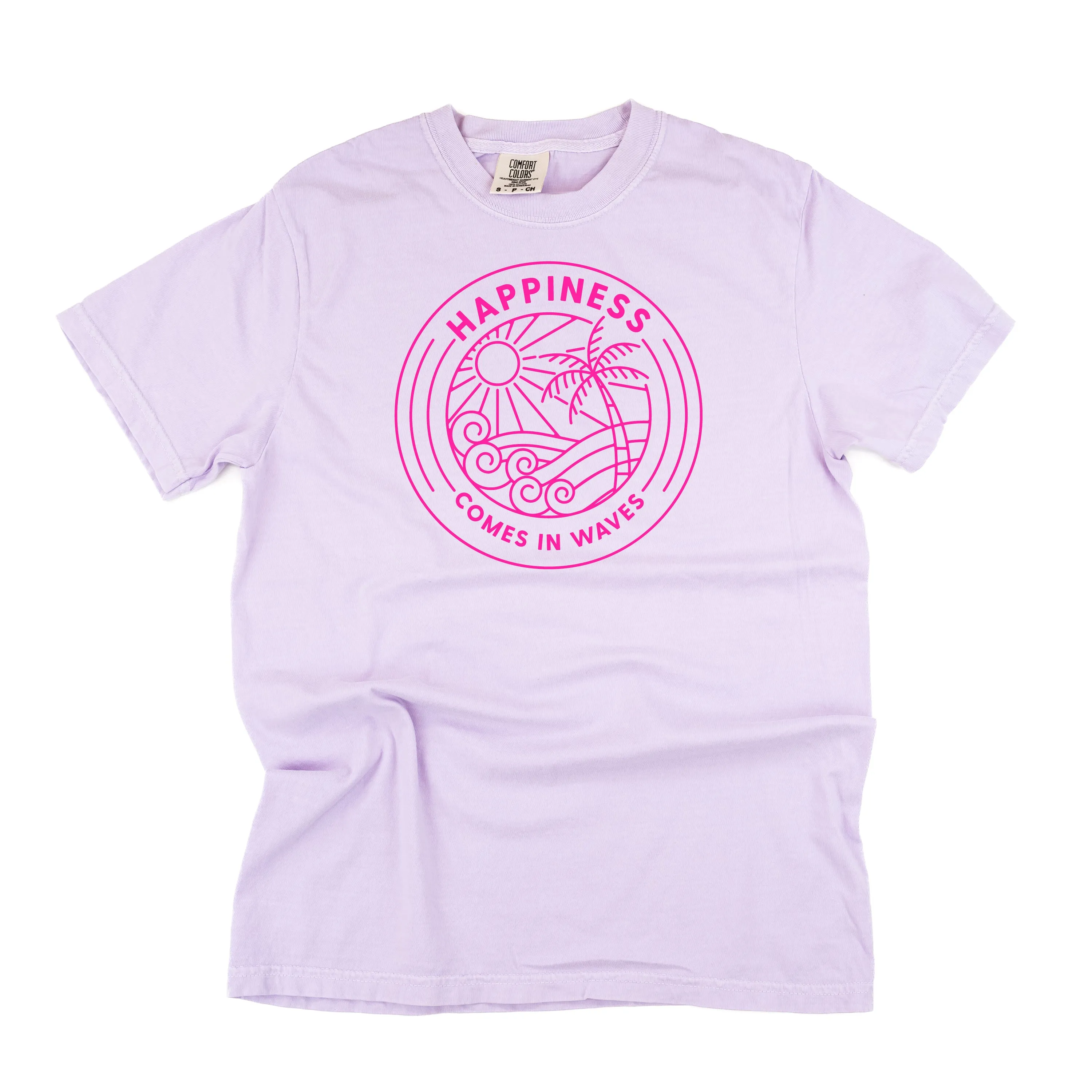 HAPPINESS COMES IN WAVES - SHORT SLEEVE COMFORT COLORS TEE