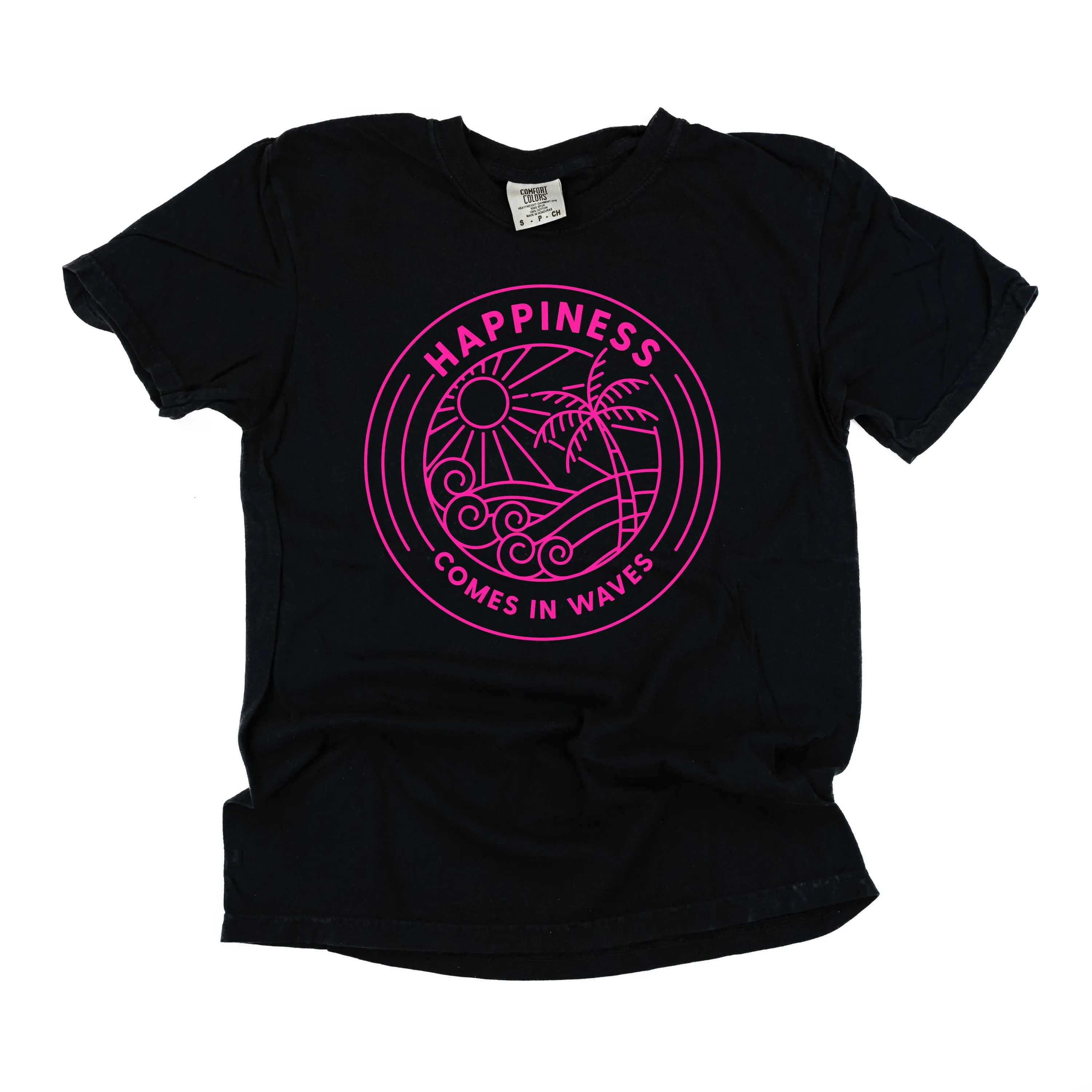 HAPPINESS COMES IN WAVES - SHORT SLEEVE COMFORT COLORS TEE