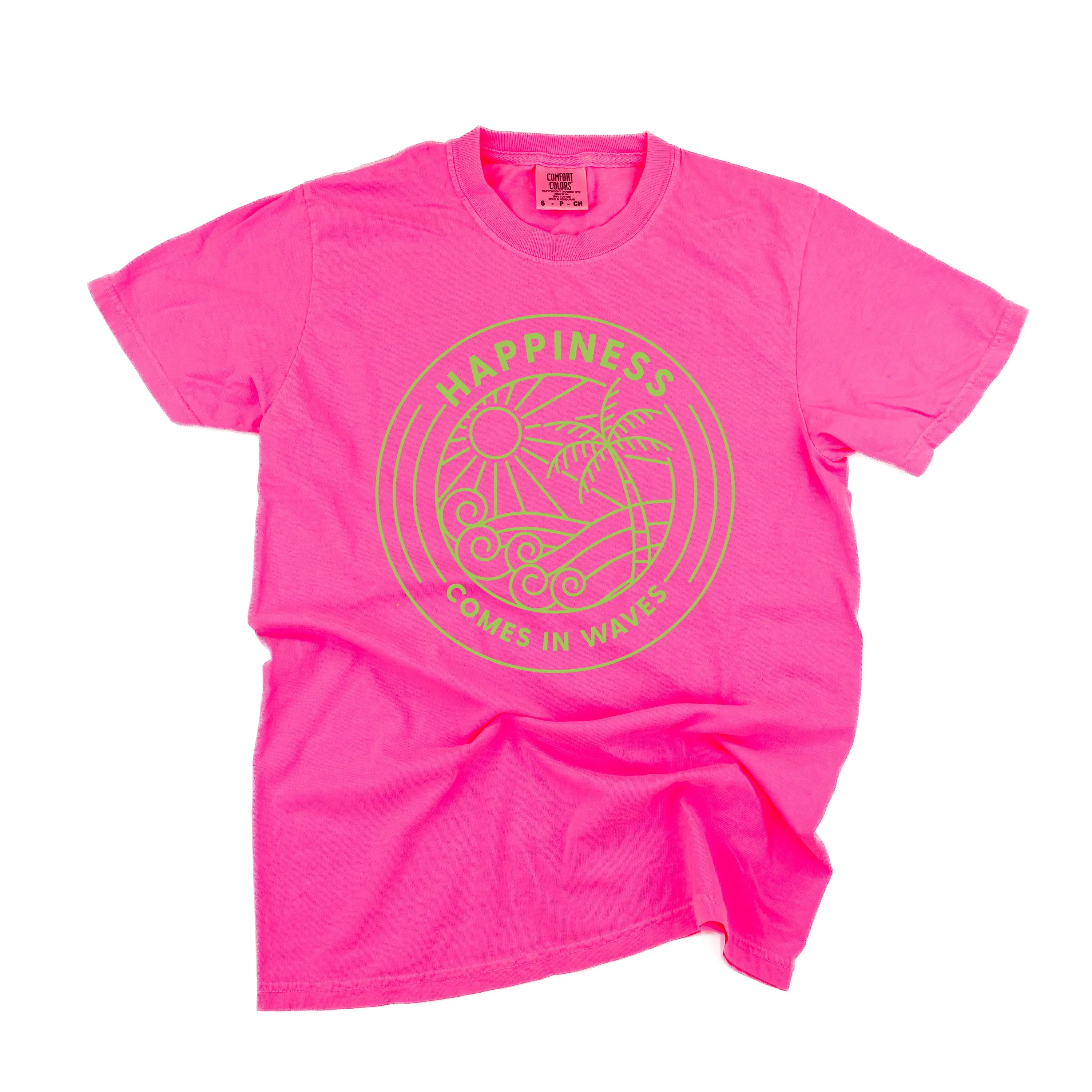 HAPPINESS COMES IN WAVES - SHORT SLEEVE COMFORT COLORS TEE