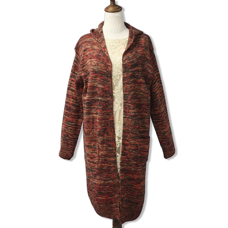 Hooded Thick Plus Size Pockets Long Cardigan Sweater
