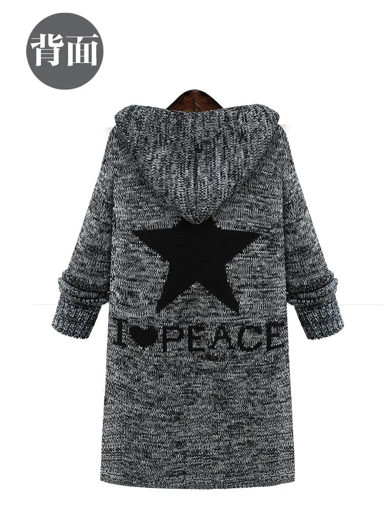 Hooded Thick Plus Size Pockets Long Cardigan Sweater