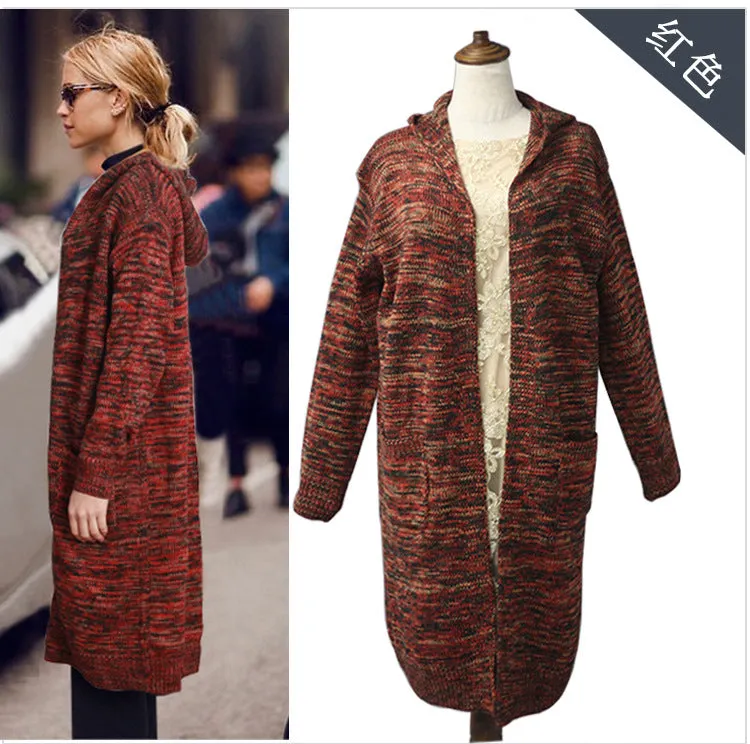Hooded Thick Plus Size Pockets Long Cardigan Sweater
