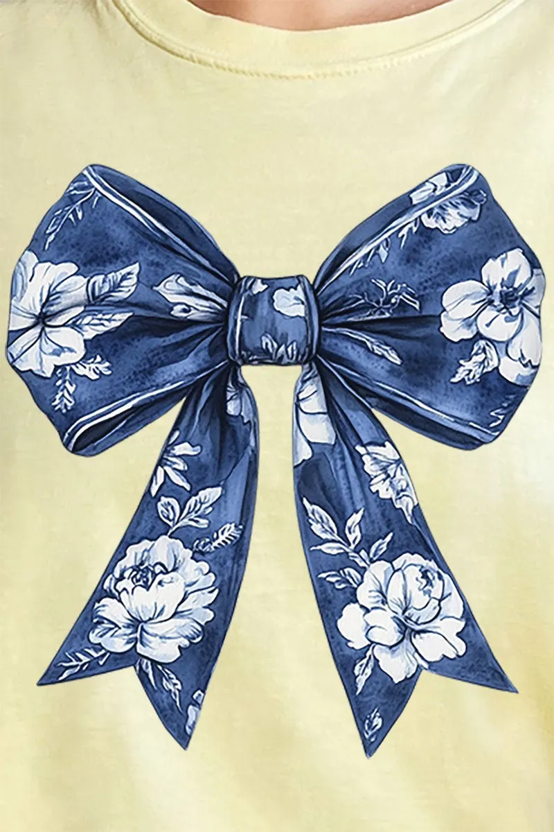 Imperial Blue Chinoiserie Bow Comfort Colors Adult Ring-Spun Cotton Tee