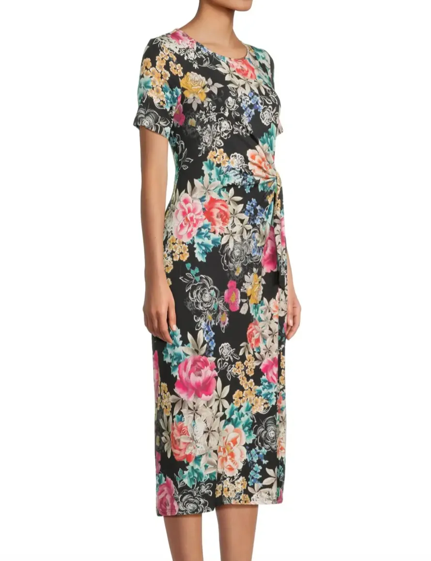 Janie Fav Side Tie Knit Dress-Lavillea Black