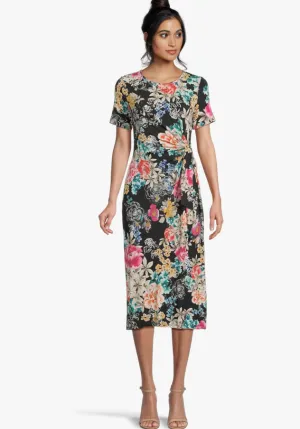 Janie Fav Side Tie Knit Dress-Lavillea Black
