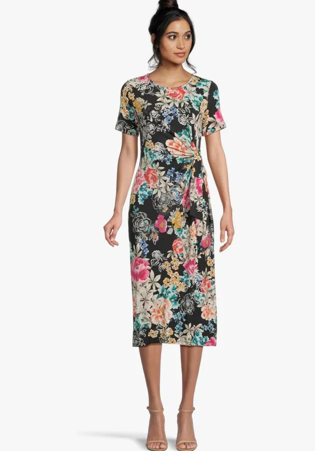 Janie Fav Side Tie Knit Dress-Lavillea Black