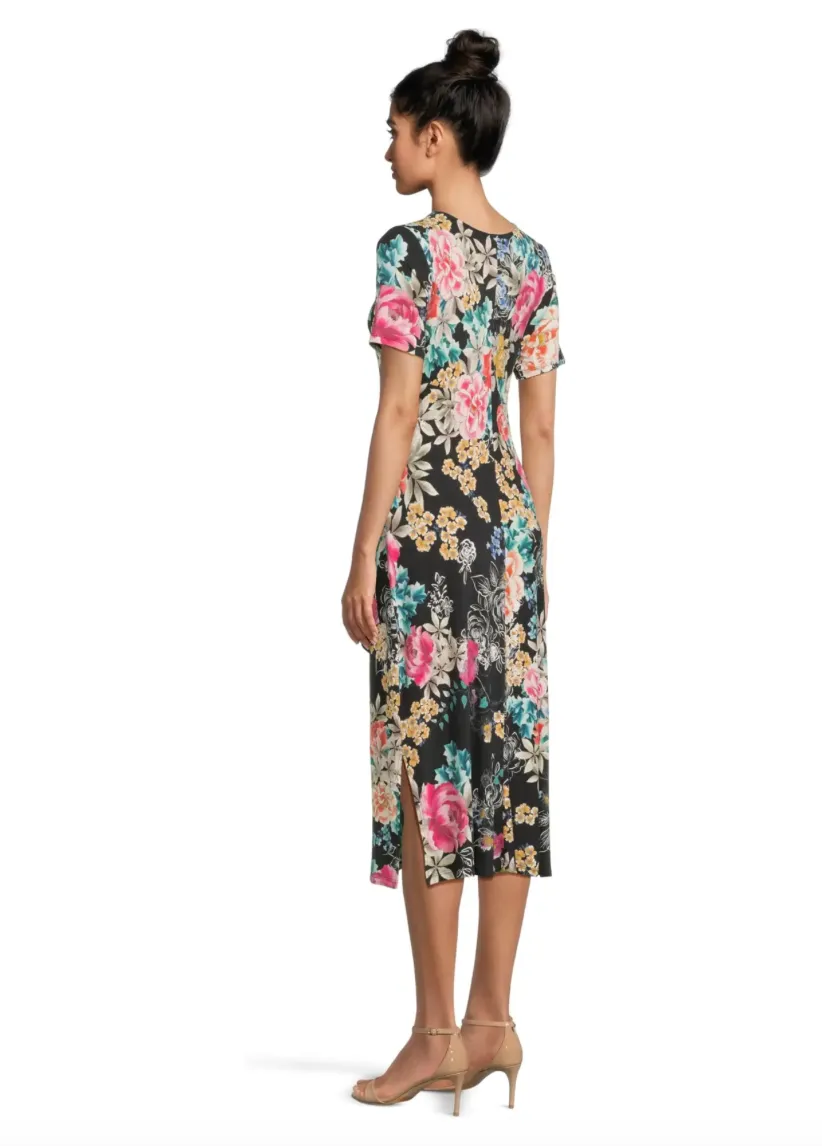 Janie Fav Side Tie Knit Dress-Lavillea Black