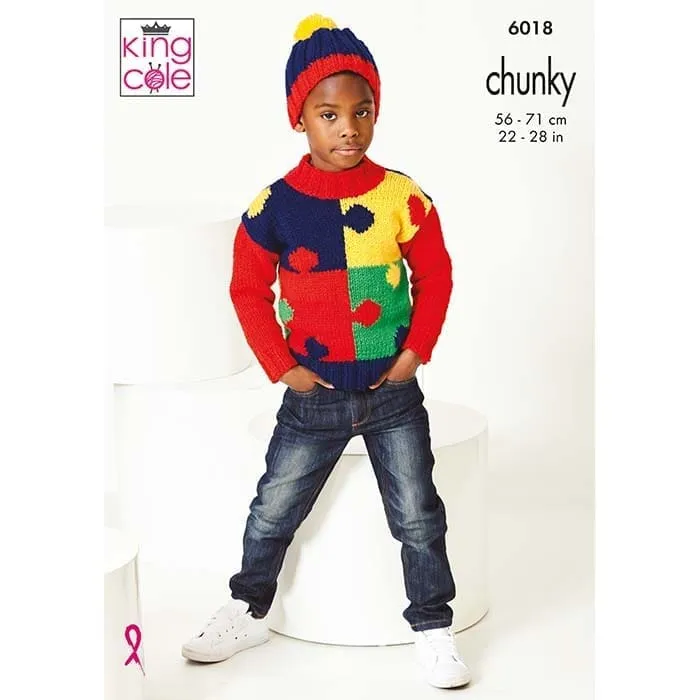 Jigsaw Sweaters Knitted in Big Value ChunkyKing Cole Pattern 6018