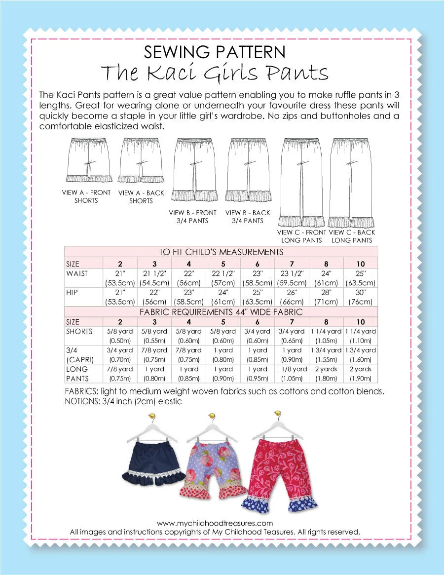 KACI - Ruffle Pants Sewing Pattern