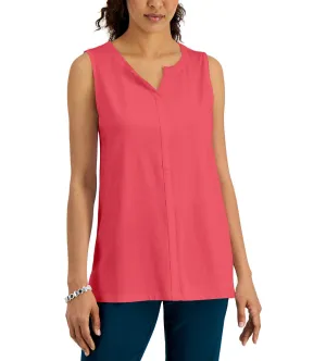 Karen Scott Women's Sleeveless V-Neck Tank Top Peony Coral Size S