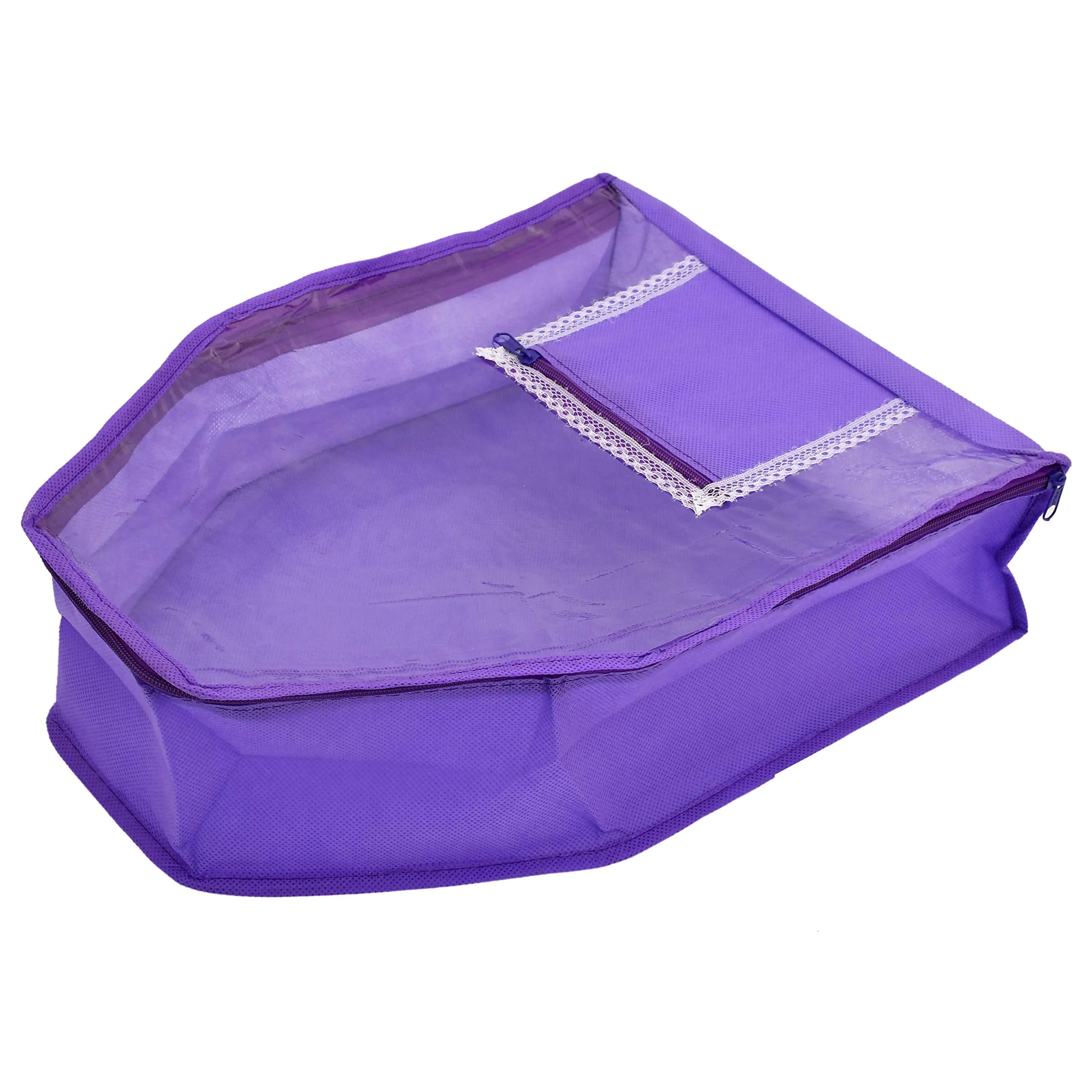 Kuber Industries 12 Piece Non Woven Blouse Cover with Front Transparent Window with Attached Pocket Set (Purple & Maroon)
