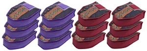 Kuber Industries 12 Piece Non Woven Blouse Cover with Front Transparent Window with Attached Pocket Set (Purple & Maroon)