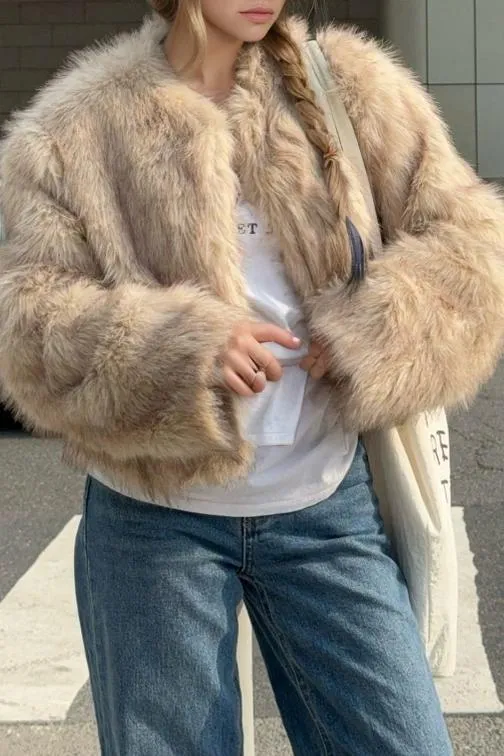 Ladies Light Luxury Warm Fur Short Coat