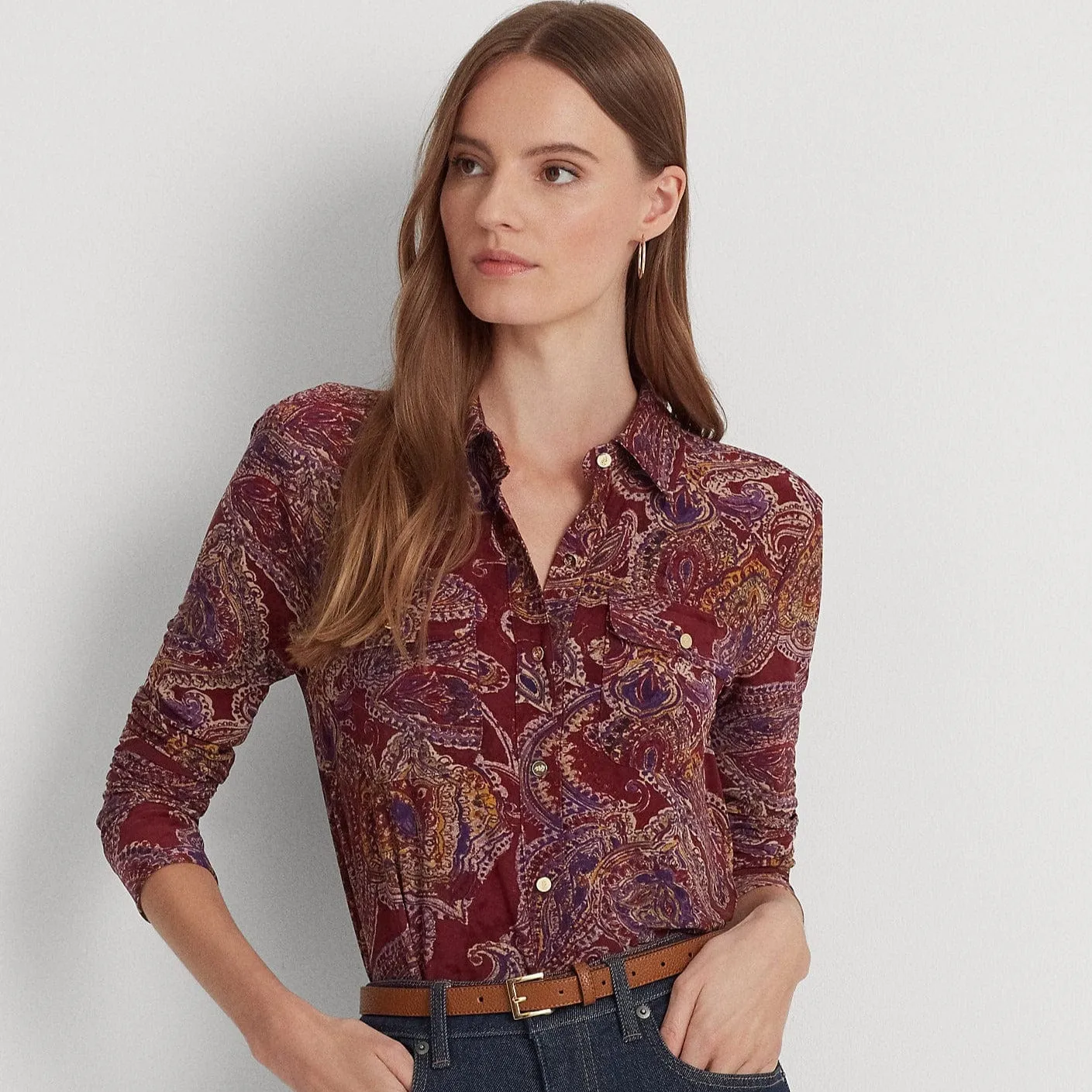 Lauren Ralph Lauren Paisley Stretch Jersey Shirt