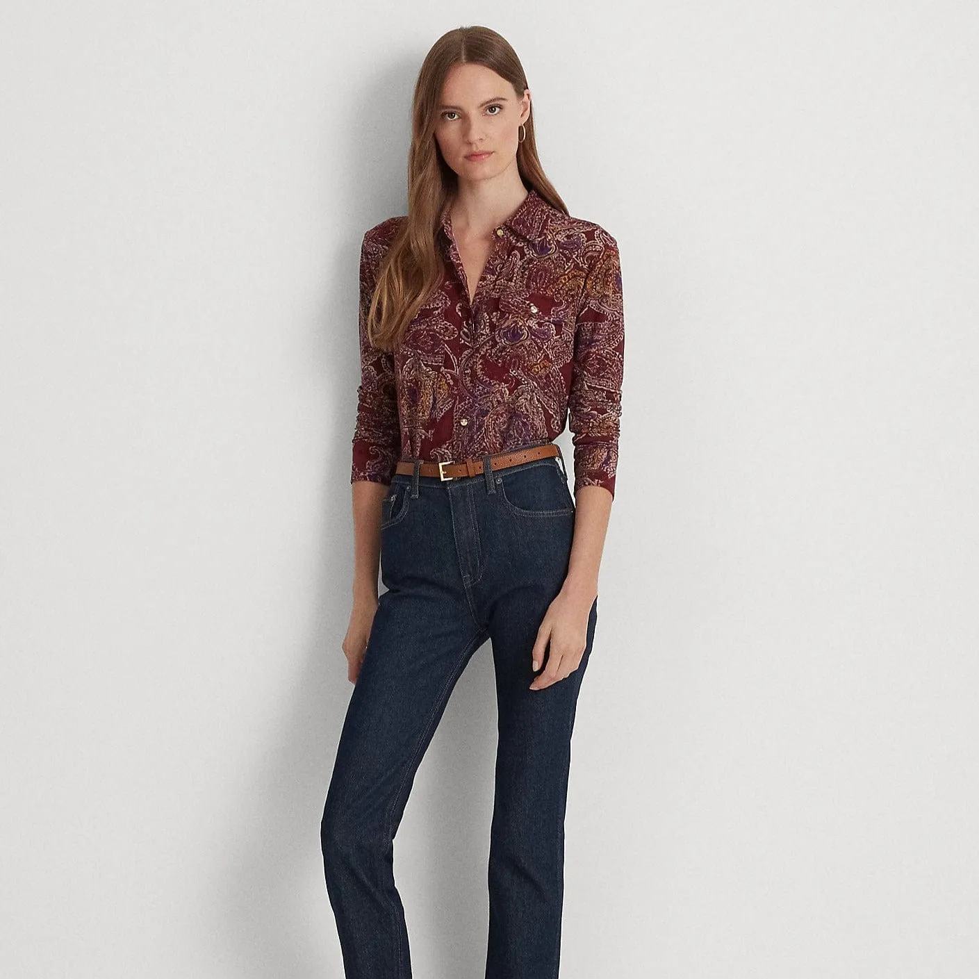 Lauren Ralph Lauren Paisley Stretch Jersey Shirt