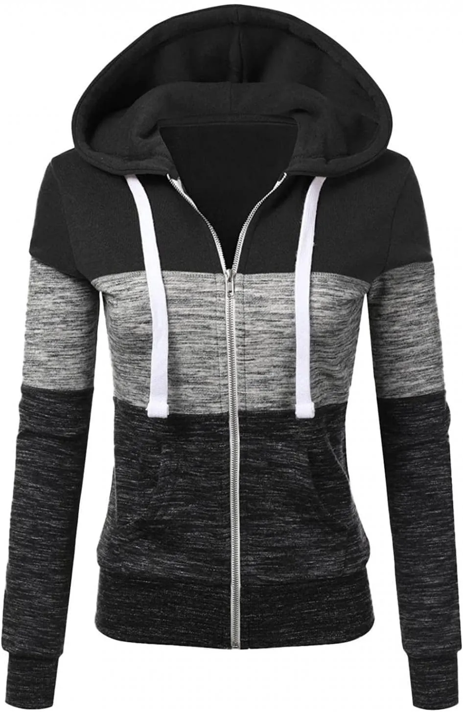 Lighweight Jacket for Women Hoodies Full Zip Up Print Pockets Long Sleeve Hooded Sweatshirt Coat Loose Fit Tunic Shirt Out