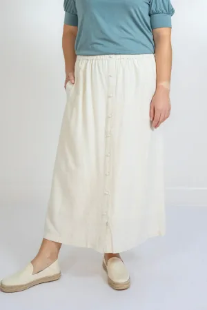 Lila Button Midi Skirt in Natural