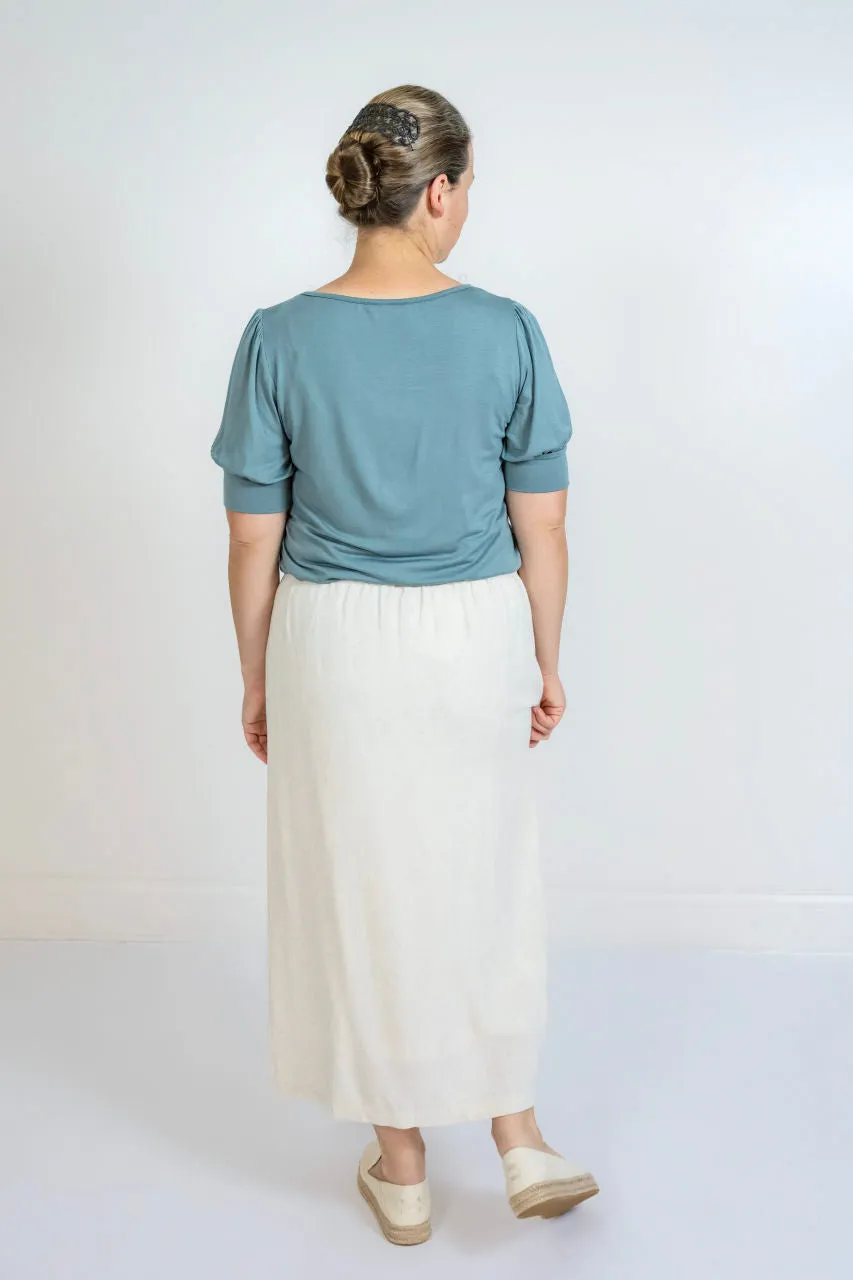 Lila Button Midi Skirt in Natural