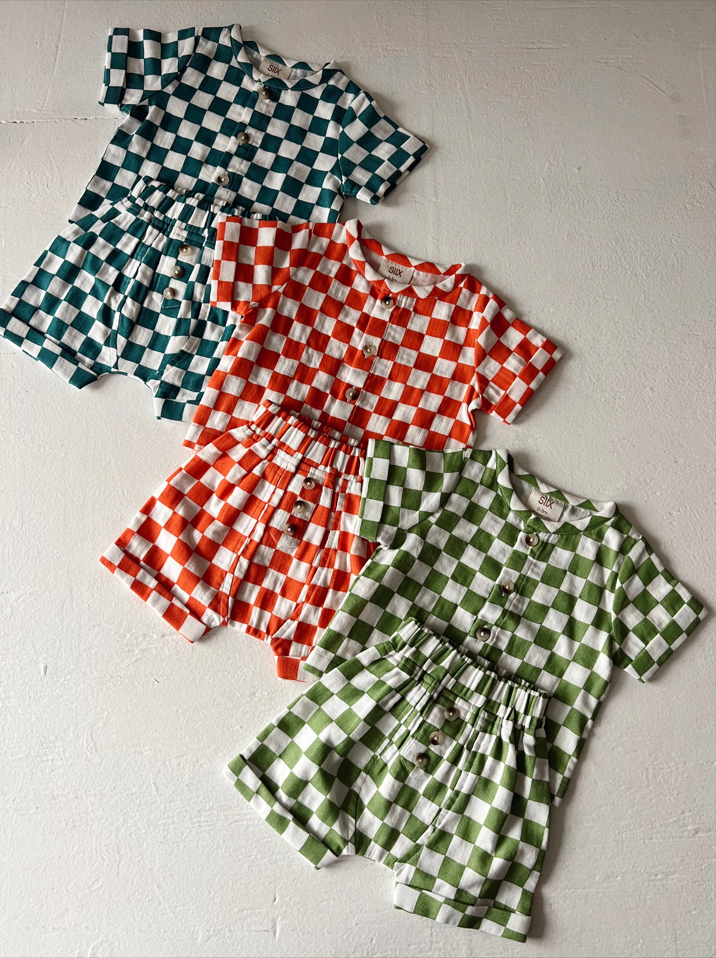 Lime Checkerboard / Organic Finley Set