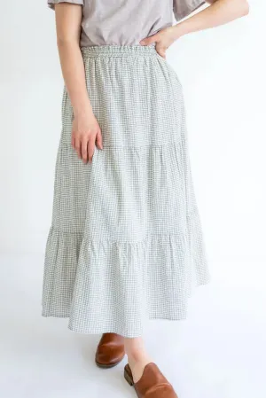 Lisette Gingham Tiered Skirt in Cream - FINAL SALE