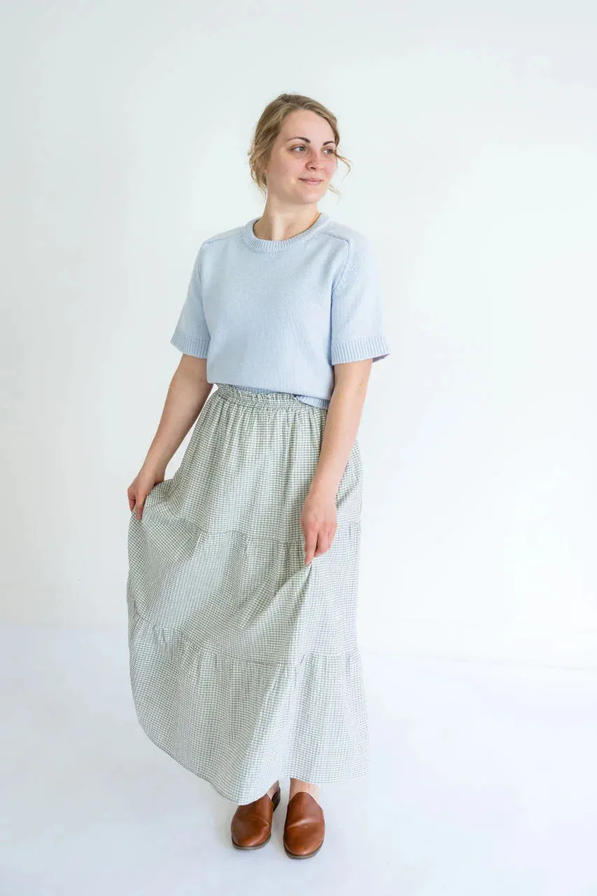 Lisette Gingham Tiered Skirt in Cream - FINAL SALE