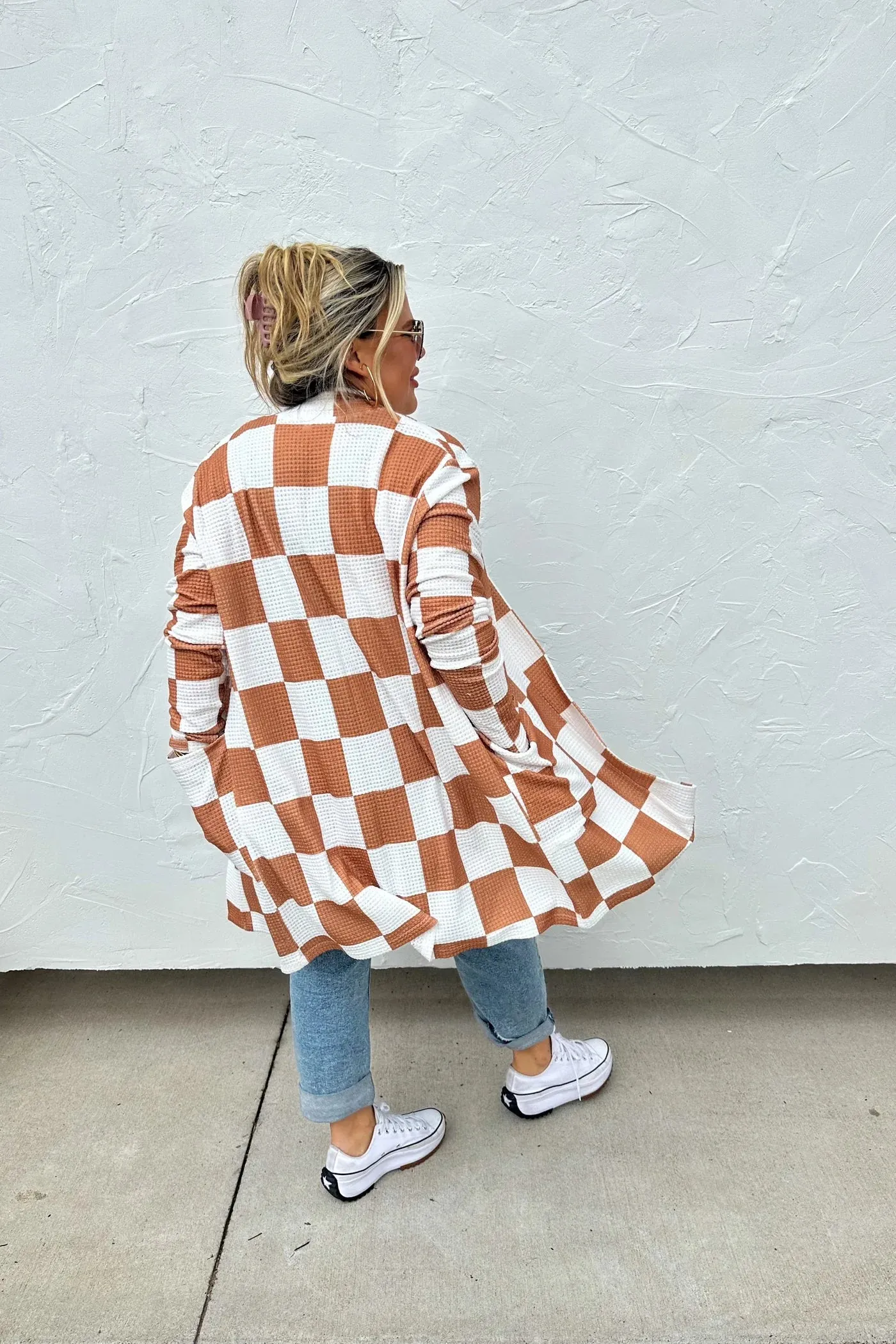 Lola Cardigan in Brown Checkered