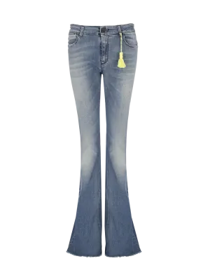 low-rise flared jeans