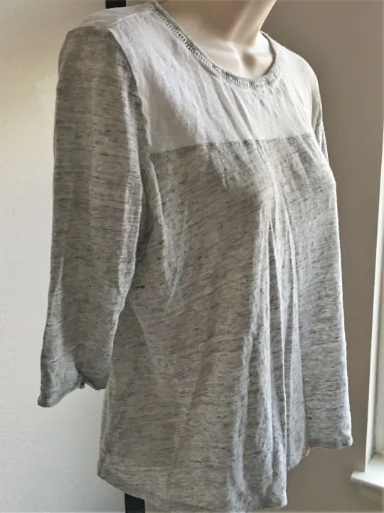 Maison Scotch SMALL Two-Tone Gray and White Tee
