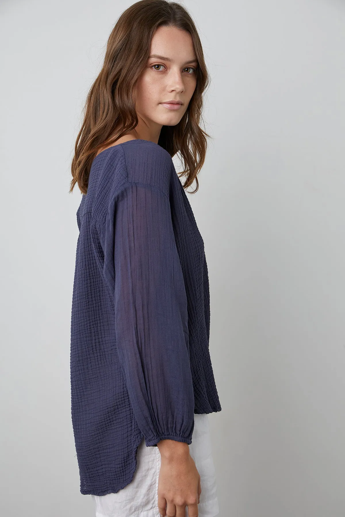 MARILYN COTTON GAUZE PEASANT BLOUSE