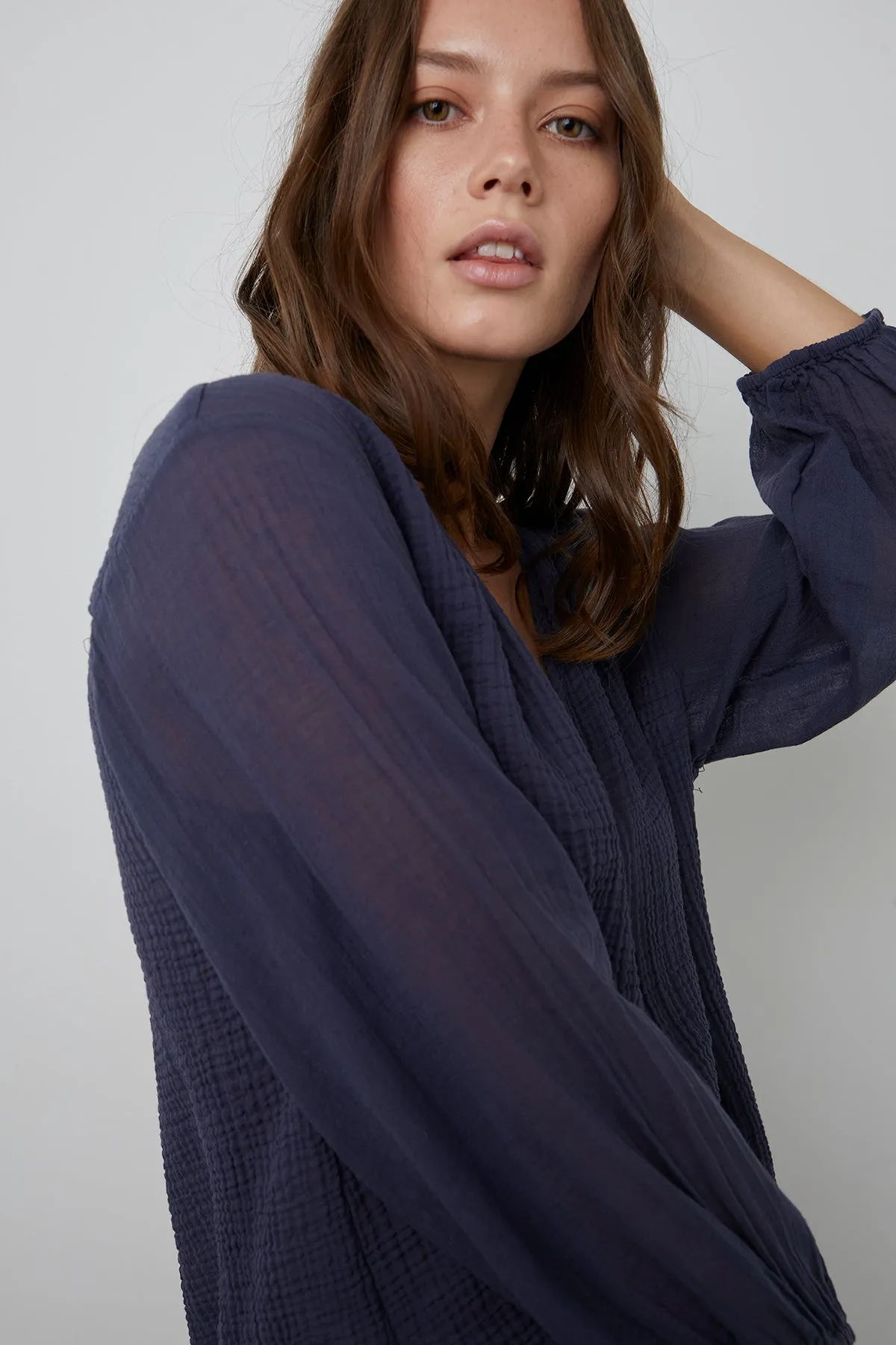 MARILYN COTTON GAUZE PEASANT BLOUSE
