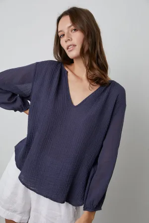 MARILYN COTTON GAUZE PEASANT BLOUSE