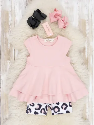 Mauve Tunic & Leopard Shorts Outfit