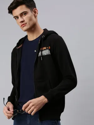 Men Black Printed Hoodie