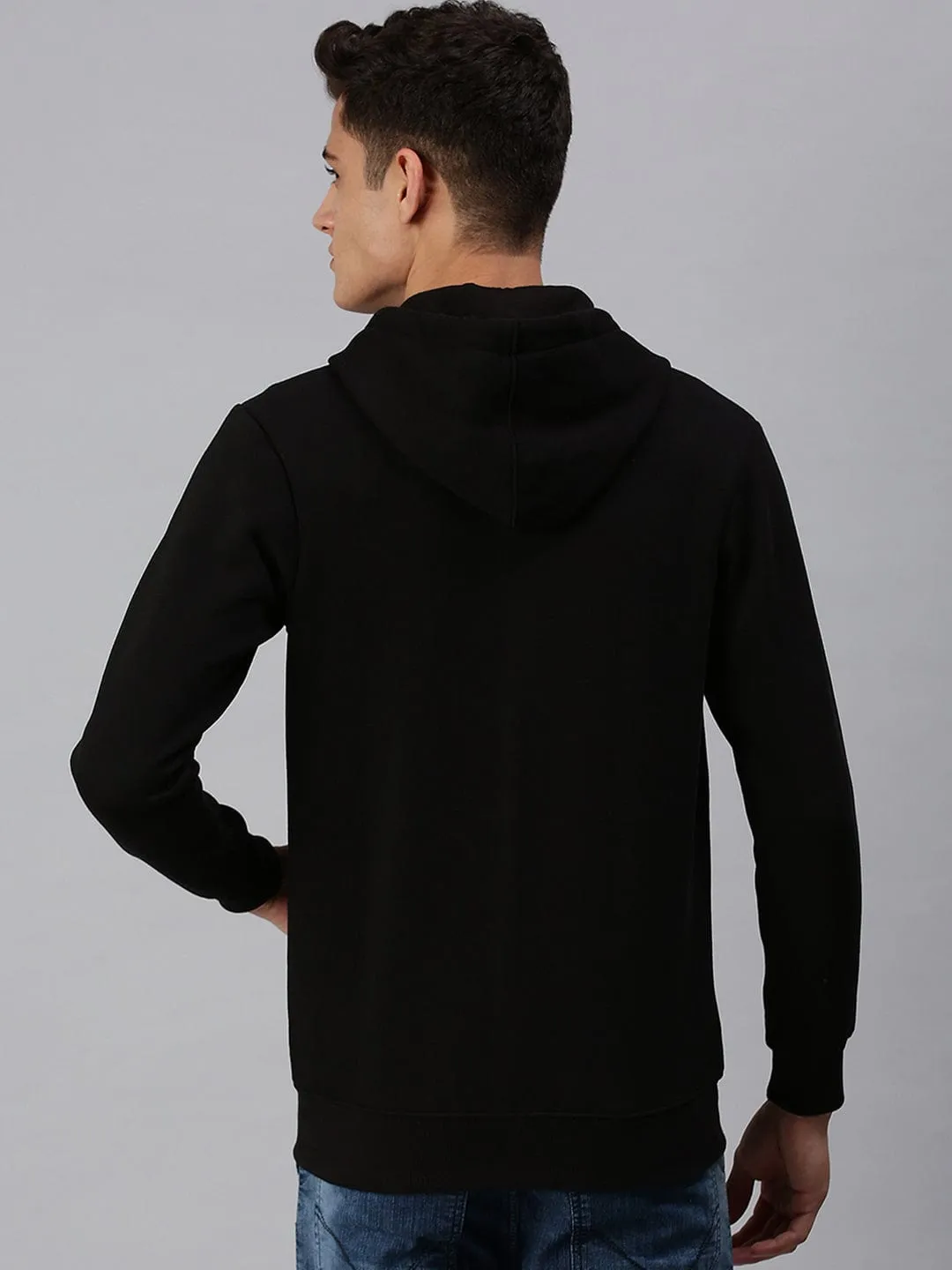 Men Black Printed Hoodie