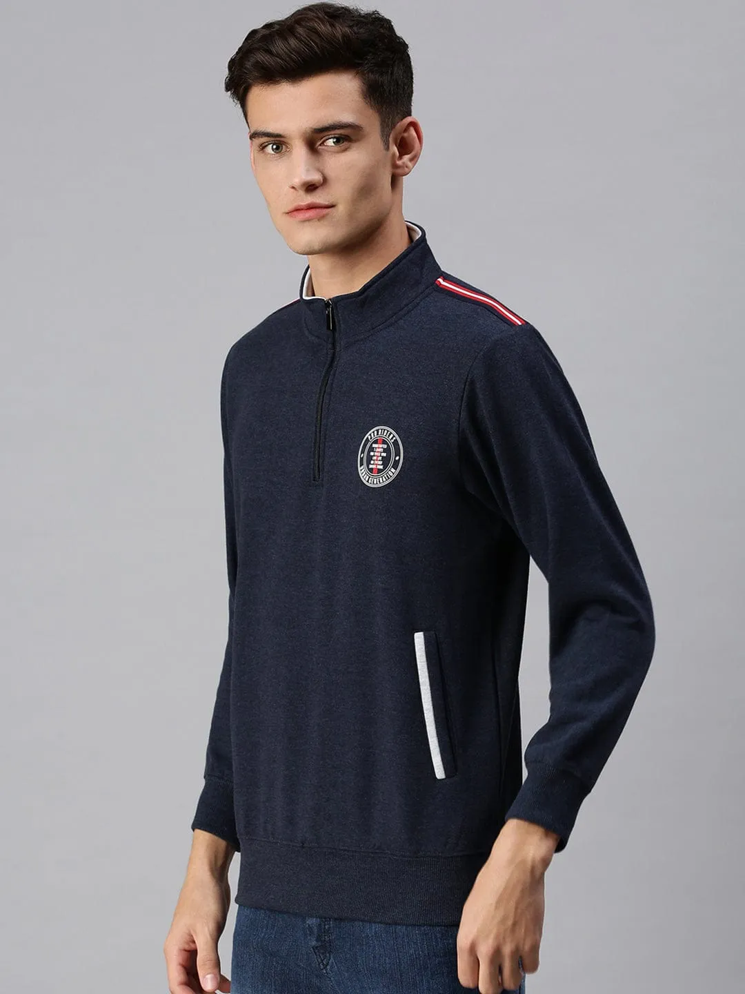 Men Blue Solid Sweatshirt