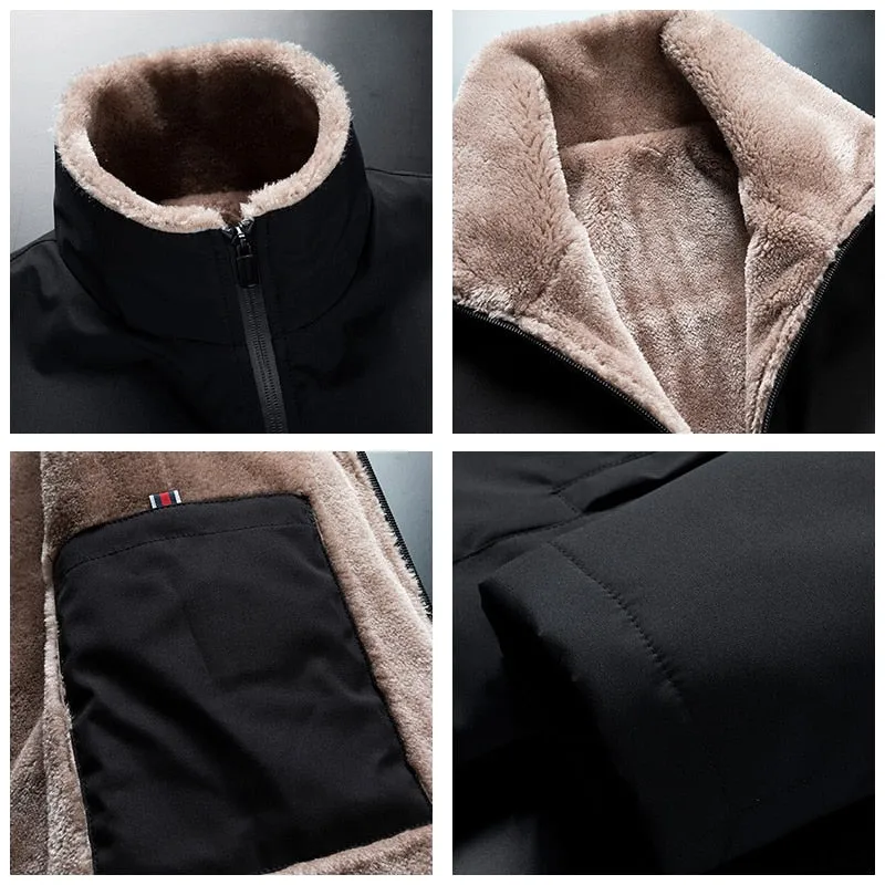Men Winter Windproof Warm Thick Fleece Jacket Outwear Outdoor Classic Jacket
