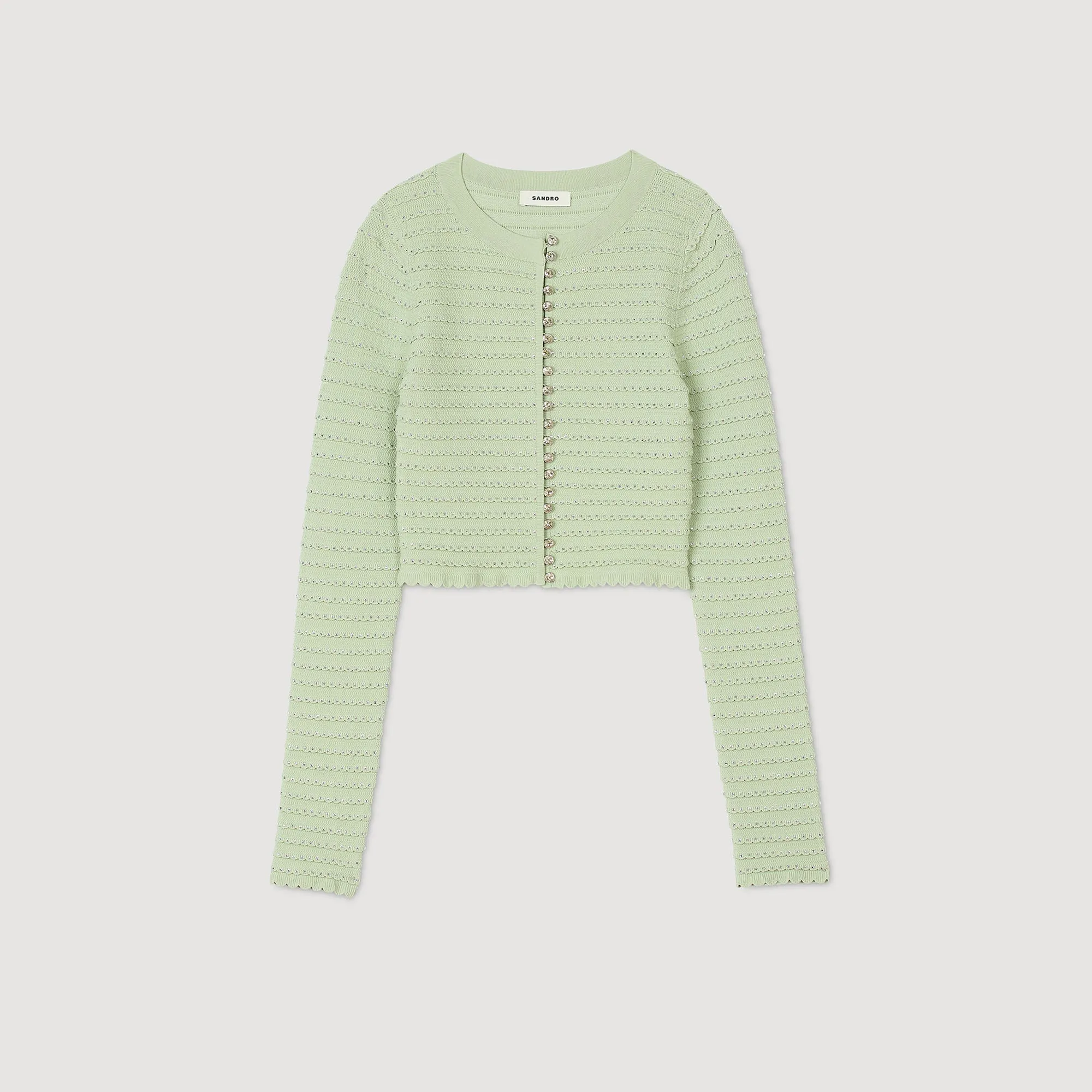 Merveilleux Studded Cardigan Vert Amande