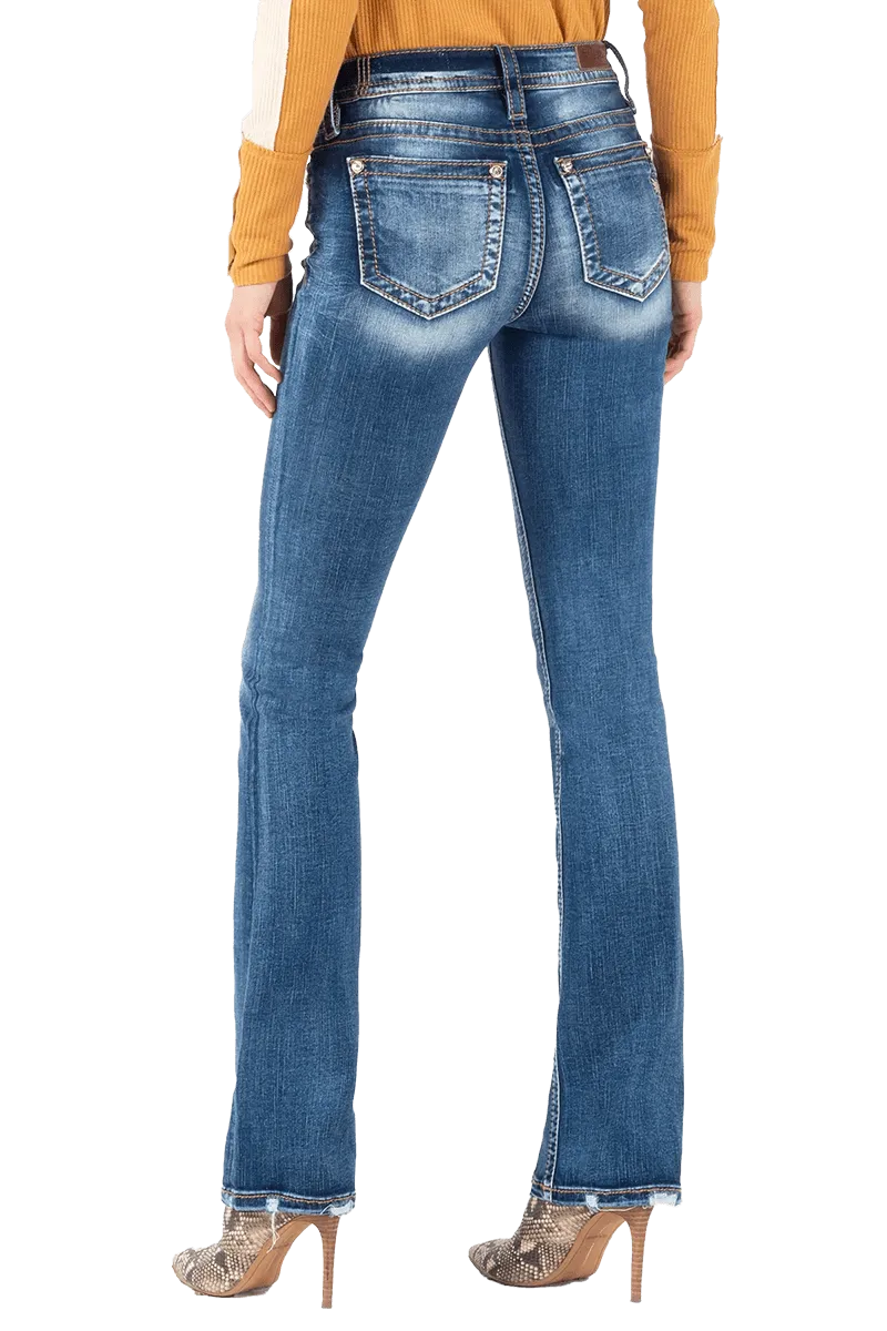 Miss Me Heaven Wing Mid Rise Boot Cut Jeans