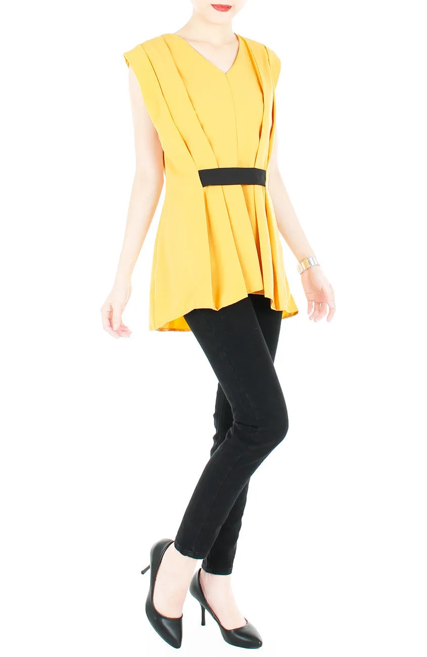 Modern Artful Origami Top - Yellow
