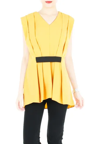 Modern Artful Origami Top - Yellow