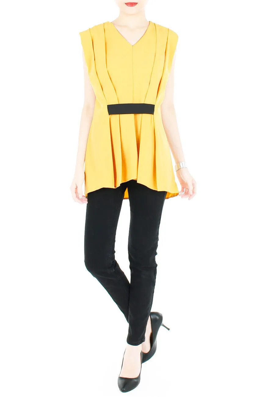 Modern Artful Origami Top - Yellow