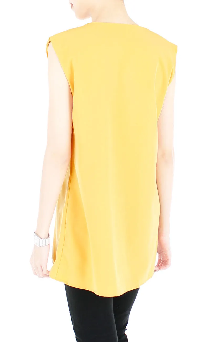 Modern Artful Origami Top - Yellow