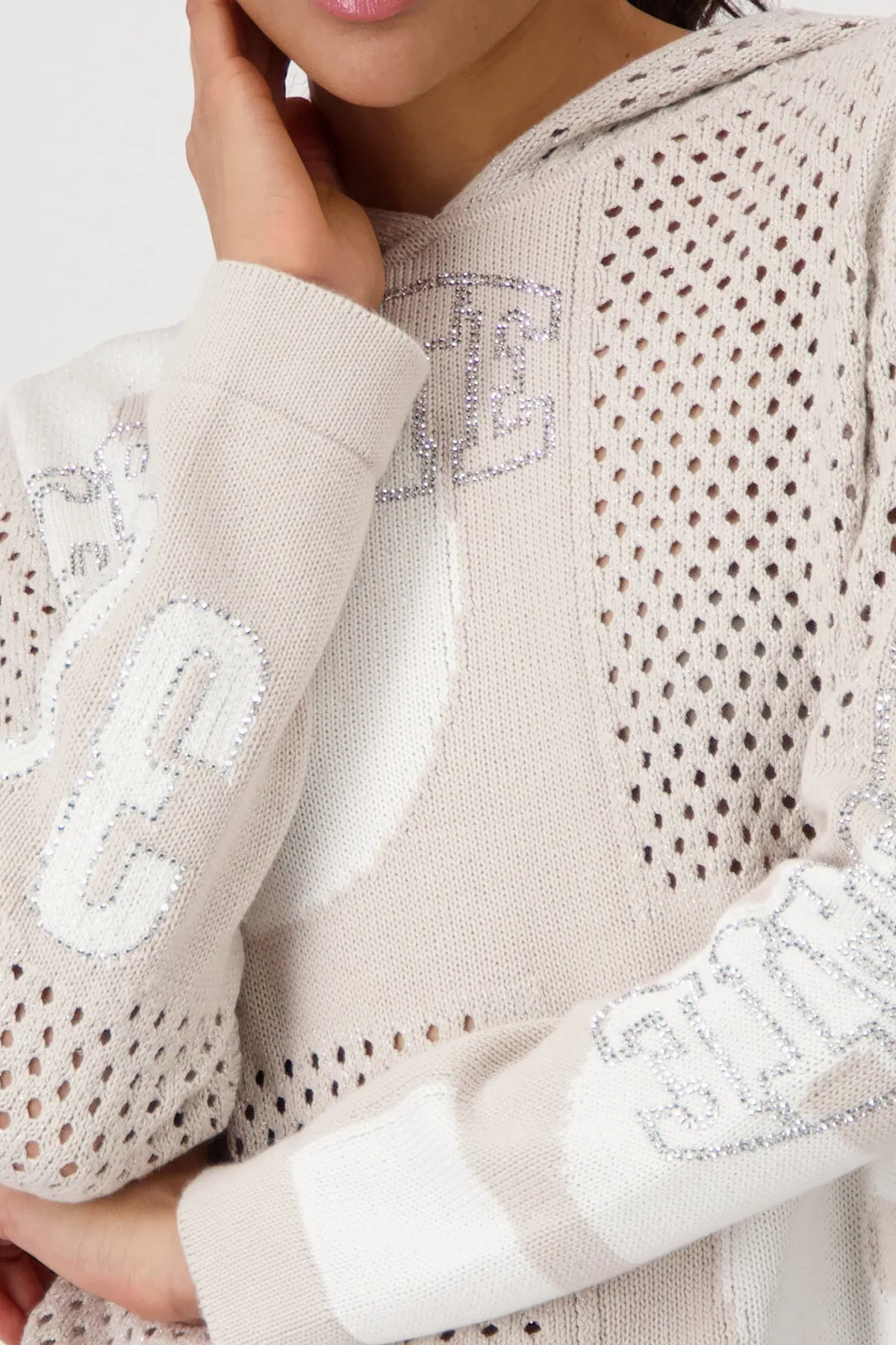 Monari Warm Sand Openwork Jumper with Lurex