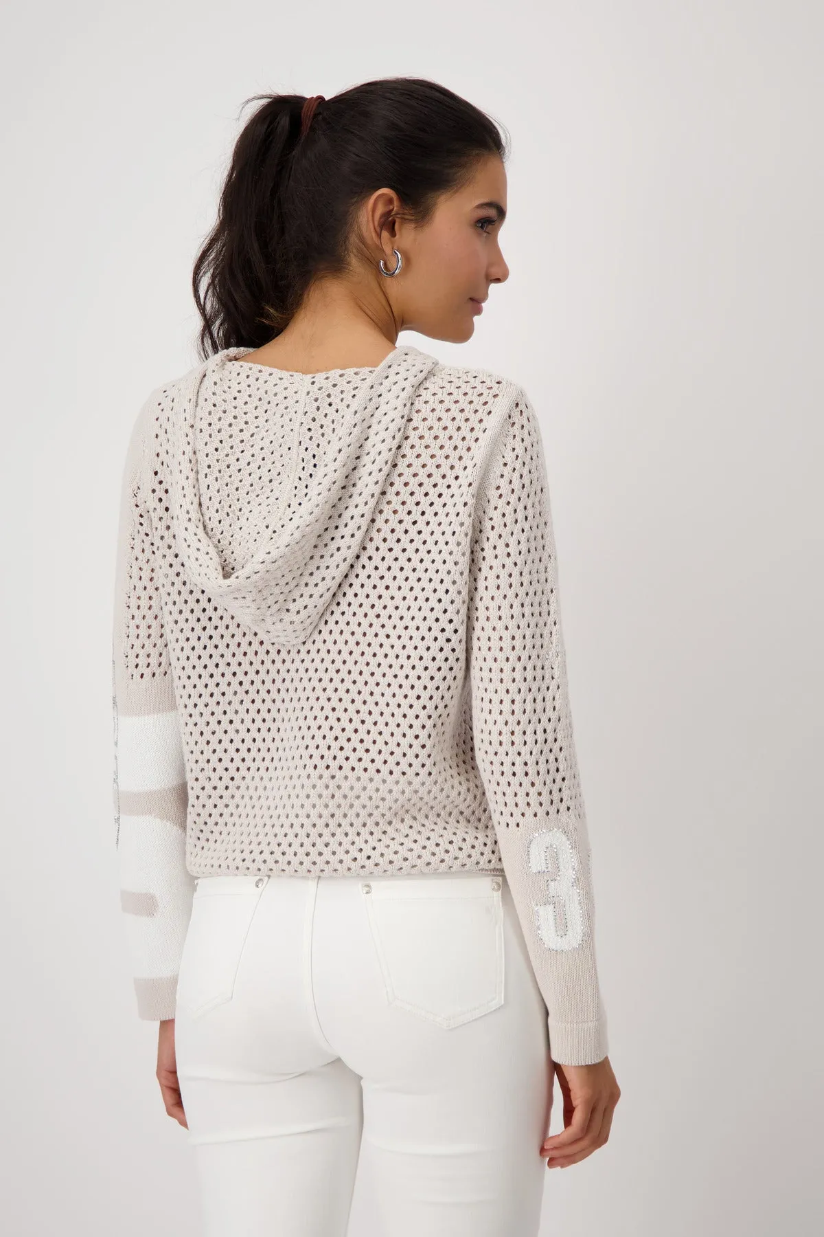 Monari Warm Sand Openwork Jumper with Lurex
