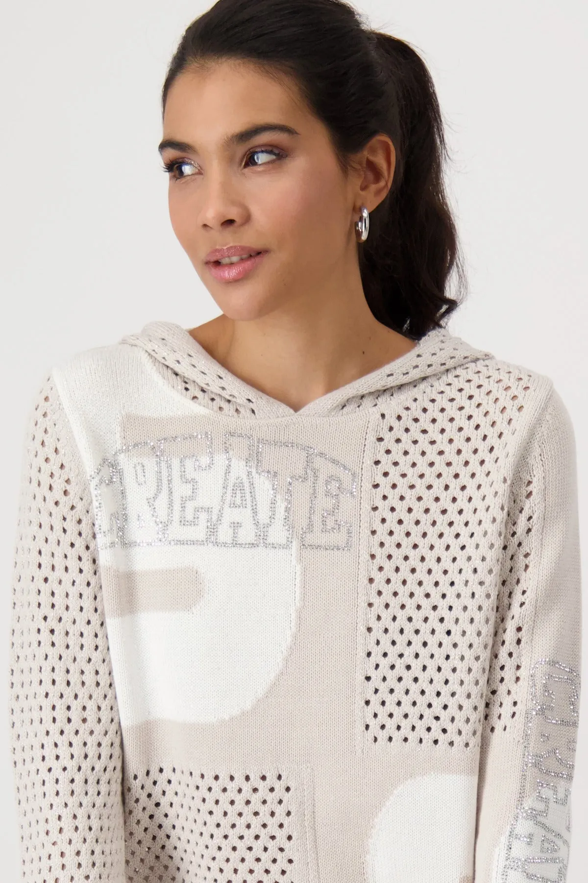 Monari Warm Sand Openwork Jumper with Lurex
