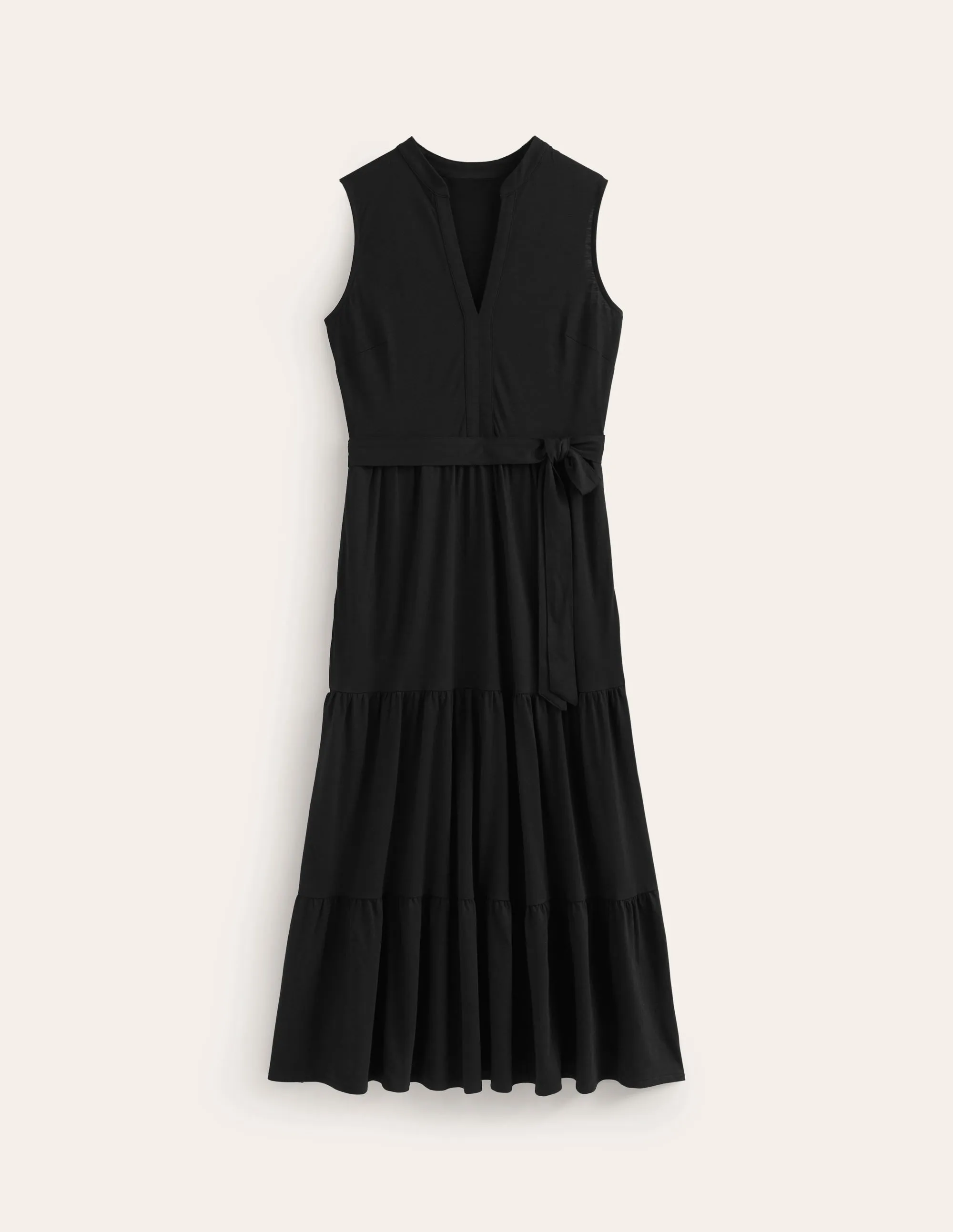 Naomi Notch Collar Maxi Dress-Black