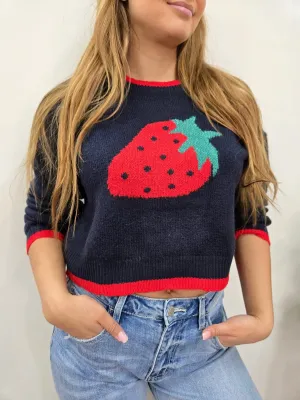 NAVY STRAWBERRY SWEATER